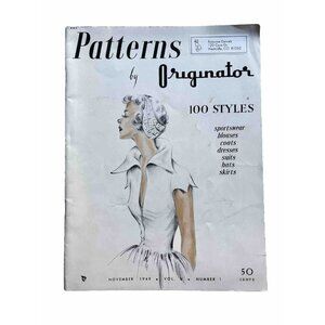 Originator Fashion Patterns November 1949 Fashion Sketches Costume Reference